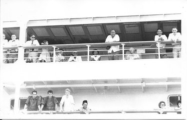 Passagiersschip Willem Ruys in gebruik als emigratieschip na de onafhankelijkheid van Indonesië