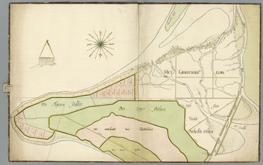 Kaart van de gorzen en aanwassen van het ambacht van Dubbeldam en den Aloysenpolder