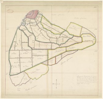 Kaart van de afzonderlijke polders die samen het Eiland van Dordrecht vormen