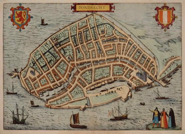 Plattegrond stad Dordrecht - 1572 Plattegrond stad Dordrecht - 1572