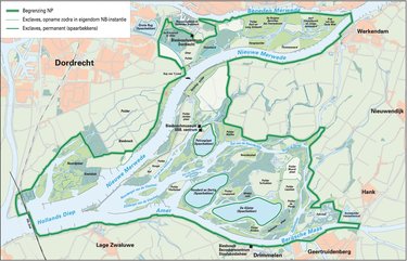 Grenzen nationaal park De Biesbosch