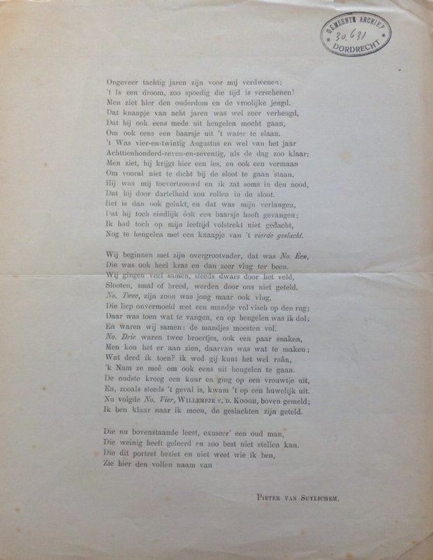 Gedicht van Pieter van Suylichem