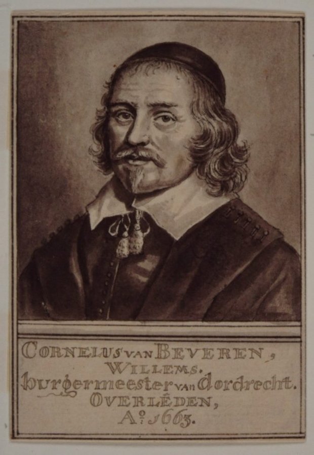 Portret van Cornelis Willemsz van Beveren met onderschrift: Cornelis van Beveren Willems. Burgemeester van Dordrecht, overleden 1663.