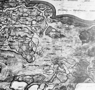 Antieke kaart met gedeelten van Zuid-Holland en Noord-Brabant. - 1650