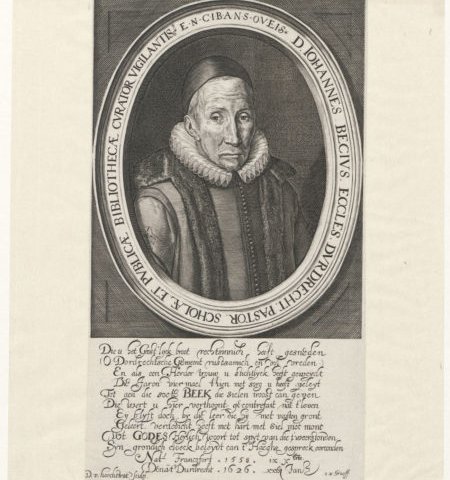 Gravure van Johannes Becius, 68 jaar oud door D. van Hoochstraten uit 1626 (In het bijschrift is uitgegaan van de oude jaarstijl: natus IX Xbris. Gravure van Johannes Becius, 68 jaar oud door D. van Hoochstraten uit 1626 (In het bijschrift is uitgegaan van de oude jaarstijl: natus IX Xbris.