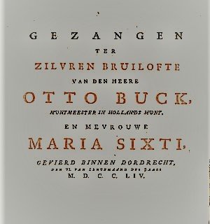 Gezangenbundel ter gelegenheid van 25 jaar huwelijk van Otto Buck en Maria Sixti.