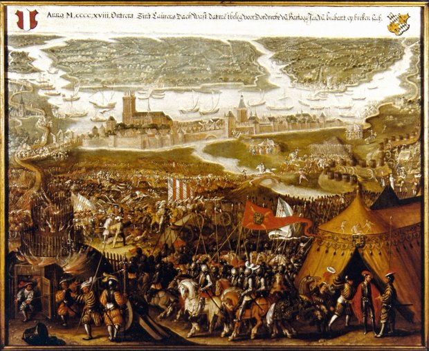 Schilderij van et beleg van Dordrecht in 1418
