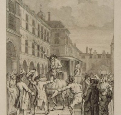 Orangist François Mourant tracht Gevaerts en De Gijselaar de doorgang door de Stadhouderspoort te beletten.