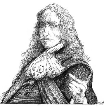 Gefantaseerde portret van Laurens de Graaf door Arne Zuidhoek uit zijn boek Held of schurk. Dertien zeerovers uit de Lage Landen..