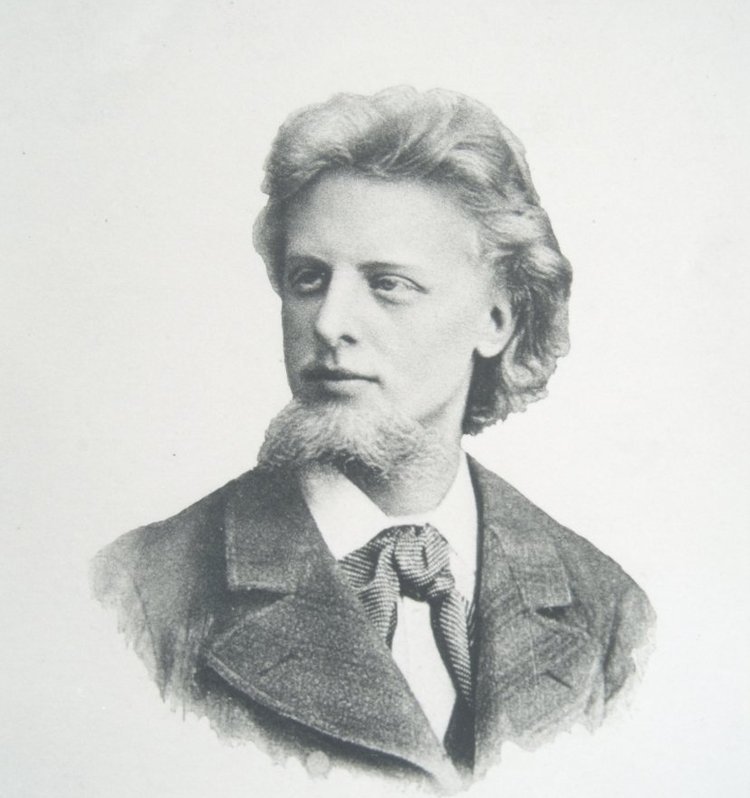 Portret van Jacques Perk door Fr. Bruckman te München zoals opgenomen in de eerste druk van zijn Gedichten uit 1882.