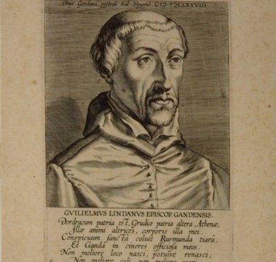 Portretgravure van Wilhelmus Lindanus met Latijns vers van Maximilianus Vrintius