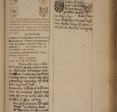 De vier kwartieren en het opschrift op de grafzerk van Arend Cornelisz in de Grote Kerk.