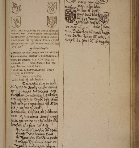 De vier kwartieren en het opschrift op de grafzerk van Arend Cornelisz in de Grote Kerk.
