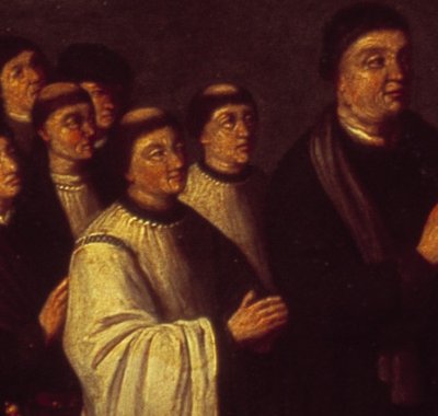 door N. van Teylingen als onderdeel van een reeks portretten van de voorouders van Gerrit Pietersz Schaep van moederszijde - Portret van Jacob Tielmansz Oemen en de twaalf zoons die hij, naast acht dochters, bij zijn echtgenote Lutgera Reyersdr de Jonge kreeg.