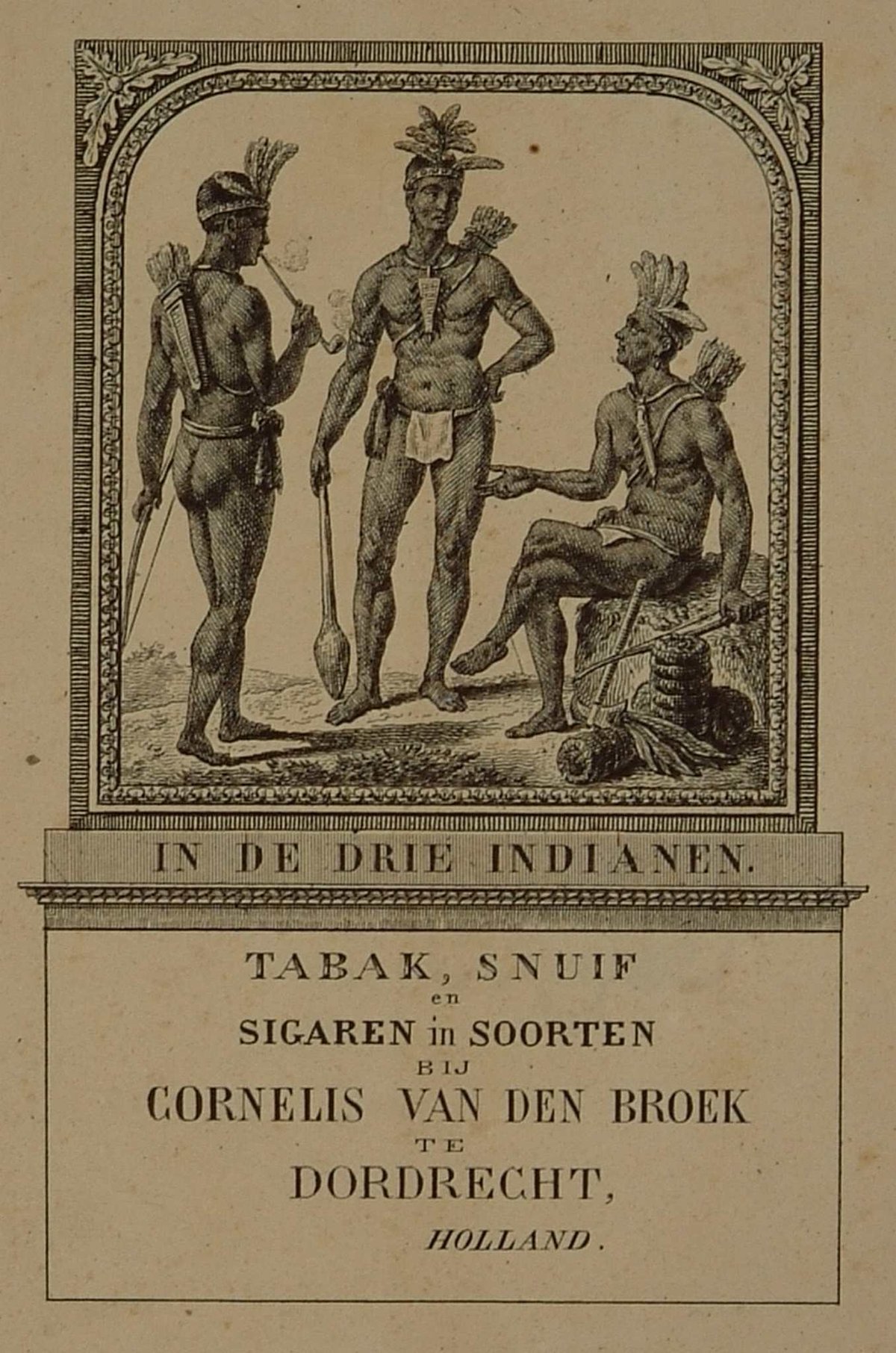 Reclameposter van de tabakswinkel ‘In de Drie Indianen' Reclameposter van de tabakswinkel ‘In de Drie Indianen'
