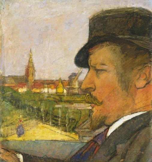 Jan Toorop - Portret van Hidde Nijland met op de achtergrond Walcheren
