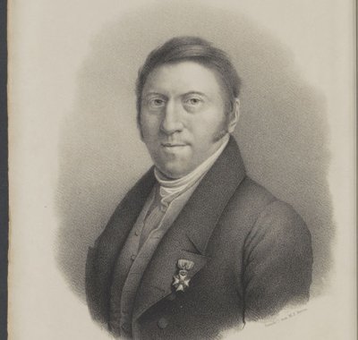 Johannes Christianus Schotel, getooid met het ridderkruis in de orde van de Nederlandse Leeuw.