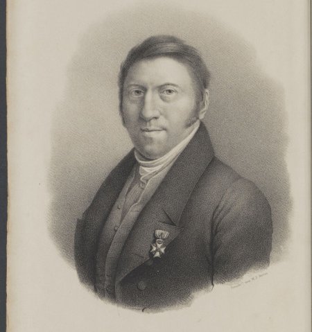 Johannes Christianus Schotel, getooid met het ridderkruis in de orde van de Nederlandse Leeuw.