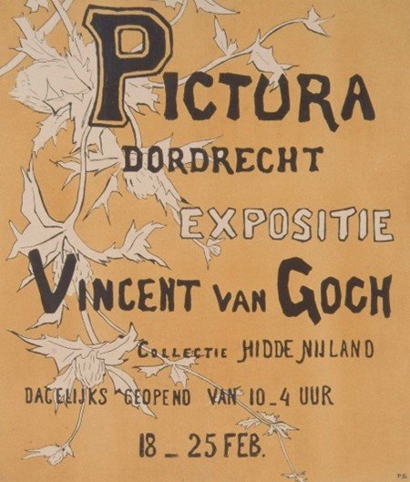 Affiche voor een expositie van schilderijen van Vincent van Gogh uit de collectie Hidde Nijland in Pictura 18-25 februari 1897