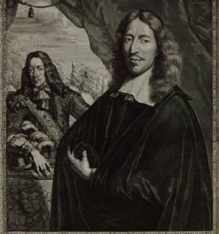 Portret van Johan de Witt met op de achtergrond zijn broer Cornelis en daaronder een tafereel van de moord.