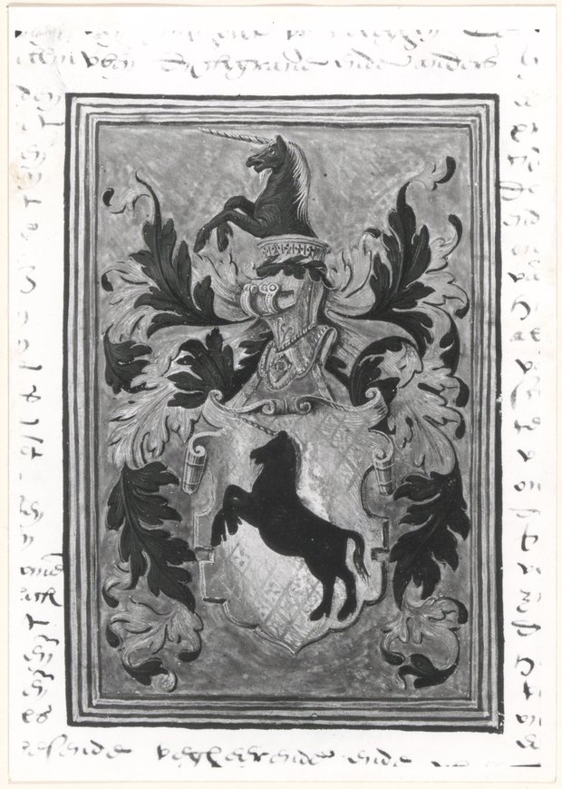 Wapen van Arend Cornelisz. van der Mijle getekend in het adeldiploma verleend door Filips II Wapen van Arend Cornelisz. van der Mijle getekend in het adeldiploma verleend door Filips II