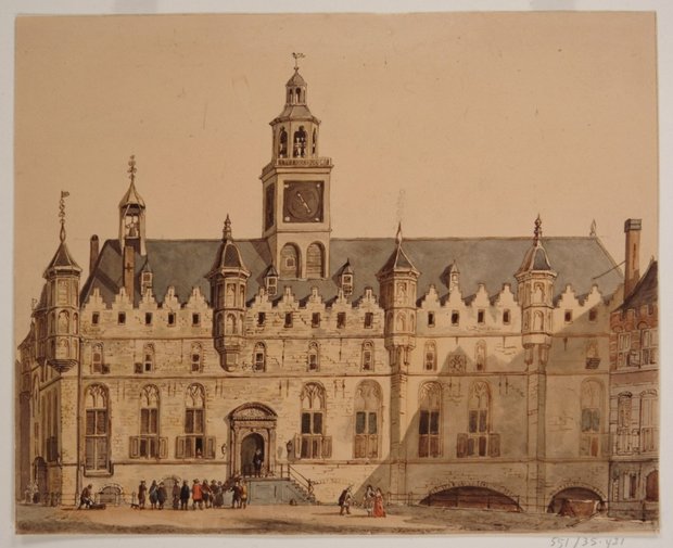 Het Stadhuis in de 18de eeuw Het Stadhuis in de 18de eeuw